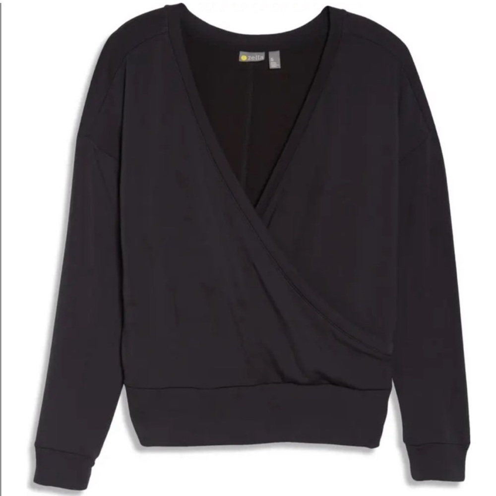 Zella Black All Day Peaceful Wrap Sweatshirt